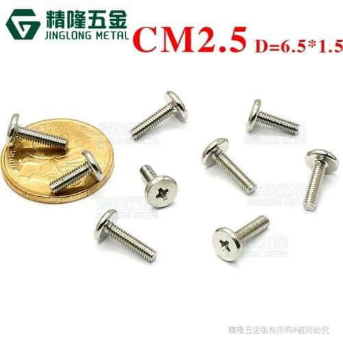 100pcs Thin Head Phillips Screw Laptop Repair Screws CM2.5*8/9.5/10 Carbon Steel Bright Nickel CM2