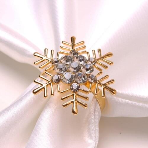 12pcs/lot Christmas snowflake napkin rings, metal buckle napkins, napkin rings hotel dining table decorations Golden