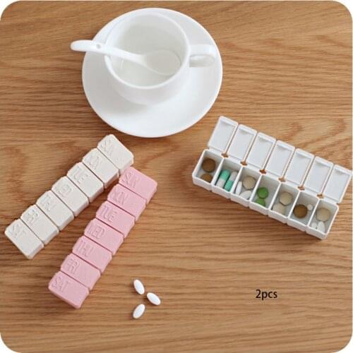 2Pcs Weekly Pill box Travel Medicine Storage Portable Pill Organizer Tablet Pill box Case Container Tablet Pill Splitter