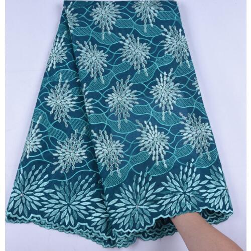 African Swiss Voile Lace In Switzerland Teal Green Nigerian Swiss Cotton Lace Fabric With Stones For Wedding Party Dresses S1661