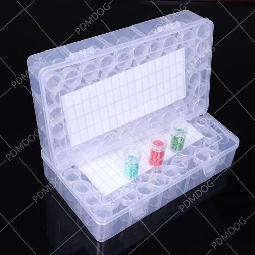 Diamond painting storage box, portable bead storage box 60/64 Bottles Box container square diamond painting tool accessories