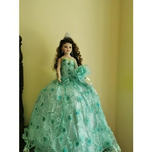 Antique Ceramic Doll Umbrella Antique Ceramic Doll Rain Umbrella Doll Series Peacock Green Princess Doll Birthday Gift