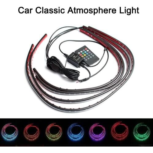 Car LED Neon Strip Light Underglow RGB Atmosphere Chassis Bar Strip Neon Light + Remote Control