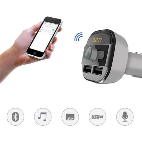 Dual USB Car Chargers FM Transmitters Bluetooth Car Kit Handsfree Phone Calling TF Card MP3 Player DC 12-24V