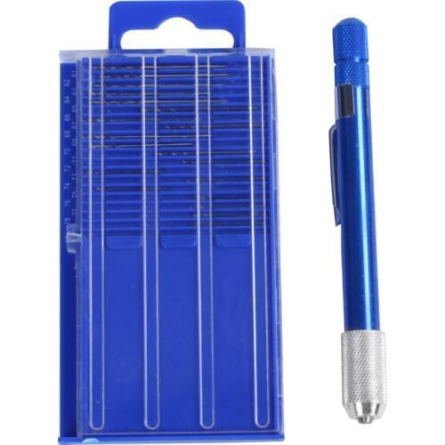 BMBY-17pc Fine Tiny Numbered 61-80 Mini Jewelers Drill Bit Set Pin Vise Chuck Vice