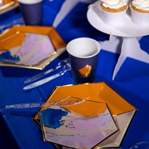 Bronzing Graffiti Themed Disposable Tableware Paper Plates Cup Napkins Birthday Baby Shower Festive Carnival Party Decor Supplie