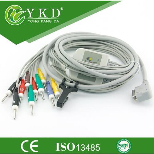 One-Piece Series EKG cable with leads integrated 10 leadwires Din 3.0, IEC for KENZ PC-109