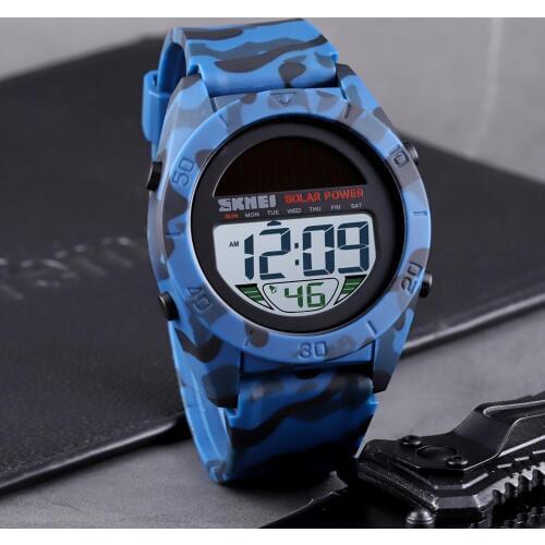 Fashion Solar Power Sports Watch Men SKMEI Brand Chrono Alarm LED Digital Wristwatches Waterproof Student Military Watches
