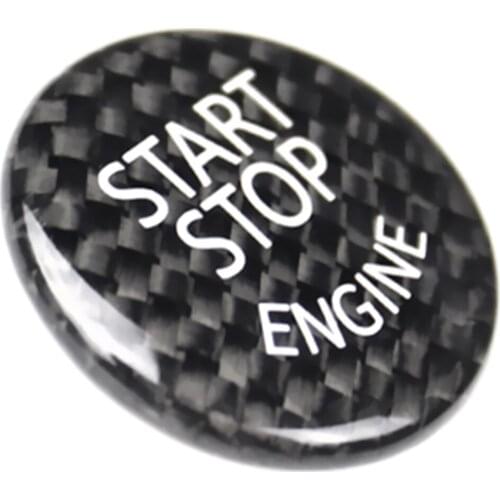 3D Black Carbon Fiber Engine Start/Stop Push Button Cover Trim for F/G