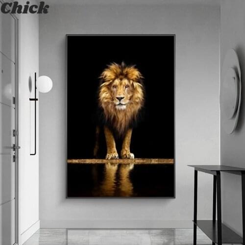 Lion in the Dark Canvas Art Posters And Prints Animals Wall Art Decorative Pictures African Lion Canvas Painting Home Wall Decor