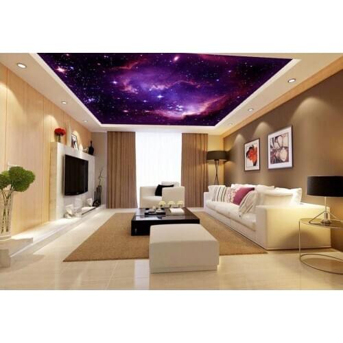 Home Decoration 3d ceiling murals wallpaper Purple Nebula fantasy art Ceiling frescoes sky ceiling wallpaper
