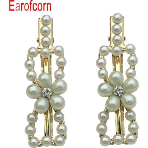Earofcorn Beautiful Fashion Girl Exquieite Pearl Flowers Hair Clip Wild Hair Jewelry for Women Accessories Gifts 2 pcs