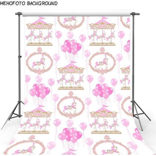 Photography Backdrop White Wood Floor Photography Background Circus with Pink Balloons for Princess Birthday Photocall Custom