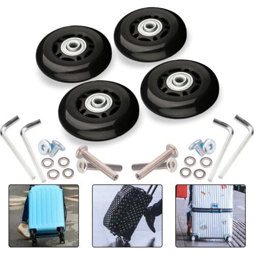 Luggage Suitcase Replacement Wheels OD 36-50mm Axles Deluxe Black with Screw Suitable for 18-26 inch suitcase Swivel Caster