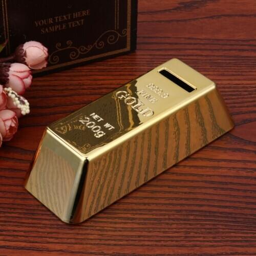 ABS Plastic Piggy Bank Gold Bullion Brick Brick Coin Box Case Saving Money Box for Kids Children Birthday Gifts Home Decor