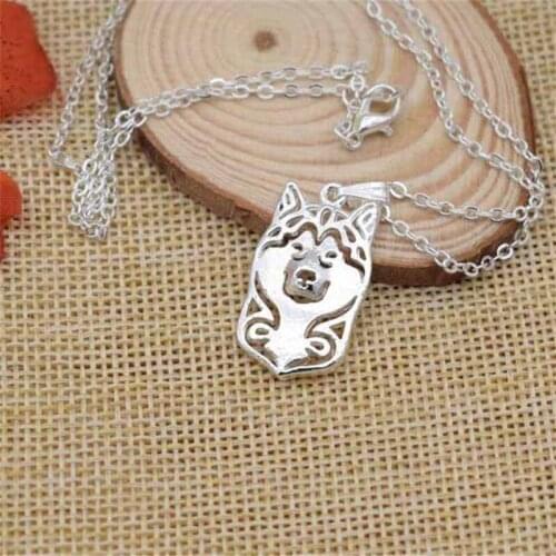 LPHZQH Trendy Cute Dainty Husky Necklace For Women Siberian Alaskan Malamute Akita Pendant Necklace Collars Jewelry Gift Punk