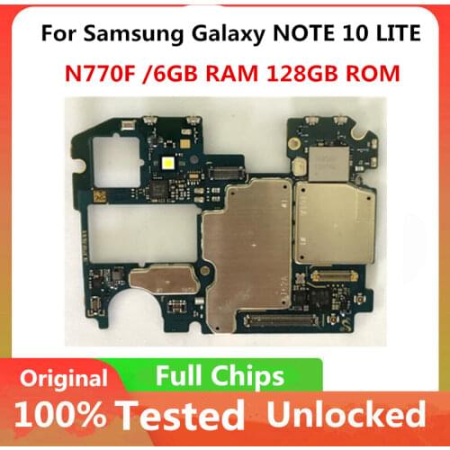 For Samsung Galaxy NOTE 10 LITE N770F Motherboard 6GB RAM 128GB ROM 1/ 2 SIM Mainboard Original Unlocked LogicBoard Full Chips