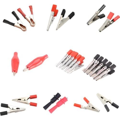5/10 pcs Metal Alligator Clip Crocodile Electrical Clamp For Testing Probe Meter Black And Red With Plastic Boot 10 styles