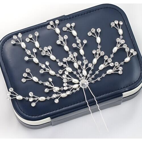 Fashion New Wedding Bridal Hair Accessories Silver Color Gold Crystal Pearl Hair Pins Clips Comb Headband Women Hair Jewelry