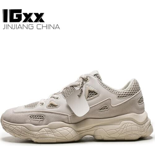 IGxx Men Shoes Mesh Sneakers For Men Breathable Male Air Mesh Lace up Wear-resistant Shoes Running Tenis