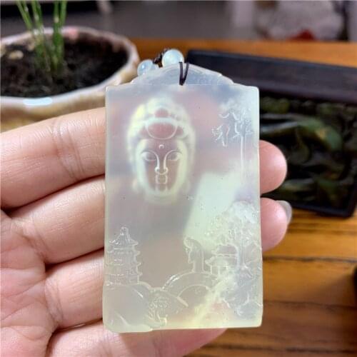 Natural xiuyu A jade Handcarved guanyin Buddha jade flower yellow jade pendant jade necklace men pendants jewelry jade necklaces