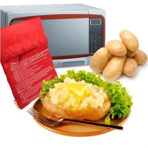 NEW 1PCS Red Washable Cooker Bag Baked Potato Microwave Cooking Potato Quick Fast (Cooks 4 Potatoes At Once) Kitchen Accessories