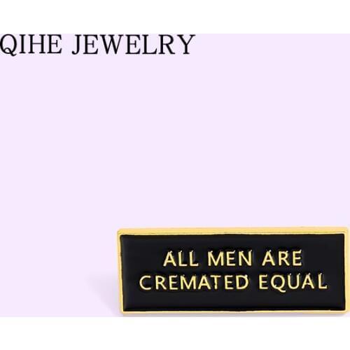 Simple Black Tag Enamel Pin Warning Phrase Brooch Bag Clothes Lapel Pins Buckle Badges Pin Wholesale Gift For Friends