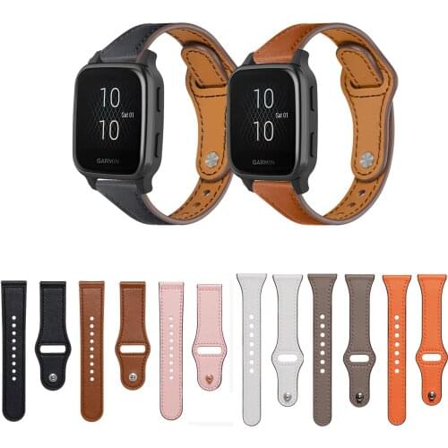 20mm 22mm Genuine Leather Band Strap For Garmin Venu/ Venu Sq/ Forerunner 645 245 Music/ Vivoactive 3