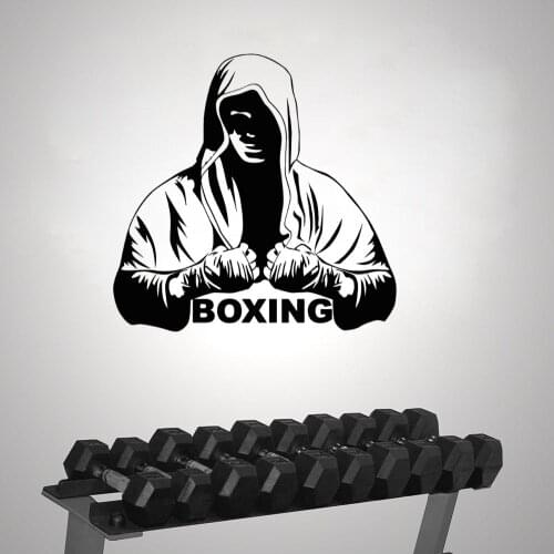 Hooded Boxer Decal Wall Art Boxing Sports Sticker for Home And Boxing Gym Decoration Removable A002405