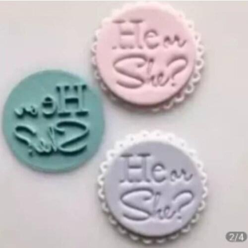 Cake decoration 3INCH he or she Cutter stamp embosser holiday Fondant plastic cutter Cake Mould tools fondant Baking