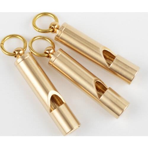 Vintage Brass Whistle Handmade Pure Brass Survival Whistle Keychain Pendant Outdoor EDC Tool Whistle