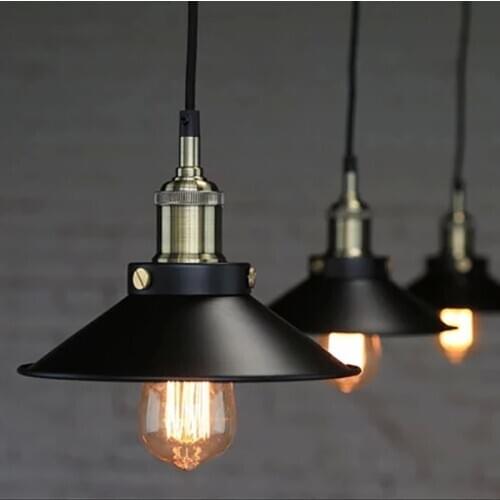 Black vintage industrial pendant light nordic retro lights iron lampshade loft edison lamp metal cage dining room Countryside