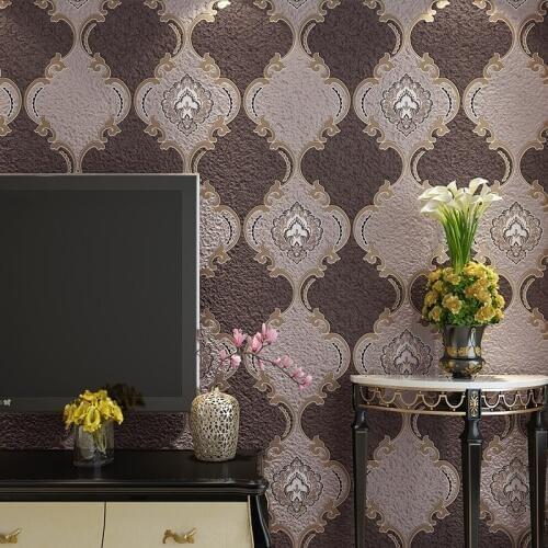 High Grade Suede Fabric Dark Green Geometric Wallpaper 3d For Living Room Home Decor Luxury Purple Tv Background Wallpapers