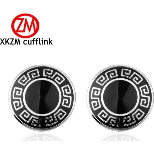 XKZM Jewelry French shirt cufflink for mens classic circular pattern enamel Cuff link Luxury Wedding Button silvery High Quality
