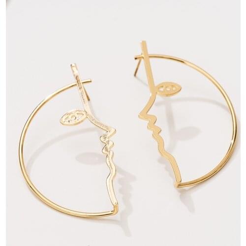 Jaeeyin 2021 New Arrived Simplicity Face Minimalist Copper Line Hollow Jewelry Earrings Accessories Classic Gift for Women Girls