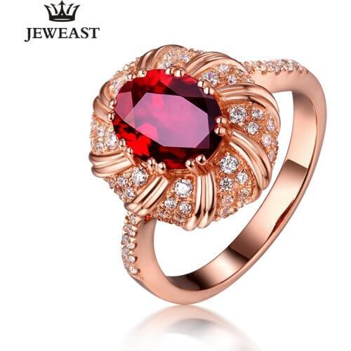 MAQ Natural ruby 18K Pure Gold 2020 New Hot Selling Top Ring Women Heart Shape Ring For Ladies Woman Genuine Jewelry