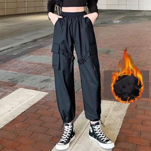Winter Thick Cargo Pants Women Y2k Korean Femme Sweatpants Baggy Pants Autumn Hip Hop Harajuku Trousers calça feminina pantalon