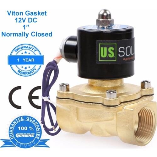 U.S. Solid 1" Brass Electric Solenoid Valve 12V DC Normally Closed for Air Water Diesel, NPT or G Thread, CE Certified