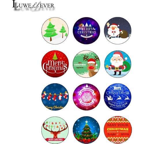10mm 12mm 14mm 16mm 20mm 25mm 378 12pcs/lot Christmas Mix Round Glass Cabochons Jewelry Findings 18mm Snap Button Charm Bracelet