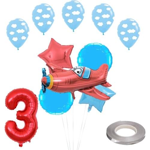 12pcs/lot Airplane Foil Helium Balloons 30" Red Number Party Inflatable Ball Birthday Party Decoration Kids Toys Star Globos