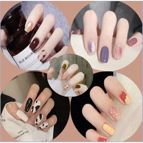 24 Pcs Full Cover Fake Nails Detachable Wearable False Nails With Glue Manicure Ultra Easy Nail Tips Press On Nail Accessories