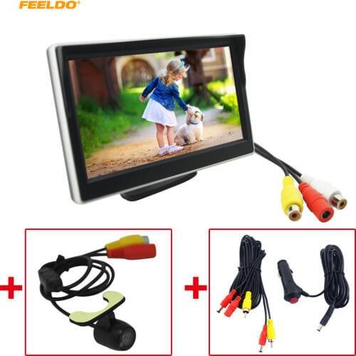 FEELDO 5" LCD TFT Stand-alone Monitor With Rear View Backup Camera RCA Video Rearview System Cigarette Lighter Optional