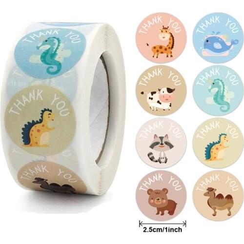 50-500pcs Cute Animals Thank You Stickers Seal Labels for Kids Students Reward Stickers for Motorcycle Children Kids Toys Gift