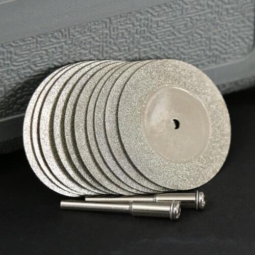 Diamond Cutting Discs 40mm with 2pcs Connecting 3mm Shank Mini Diamond Saw Blade for Dremel Drill Fit Rotary Tool 10pk