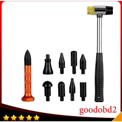 Car 4S Tools Shop Paintless Dent Repair Tool High Quality Dent Removal Tools Gold Tap Down Pen With 9 Heads Rubber Hammer