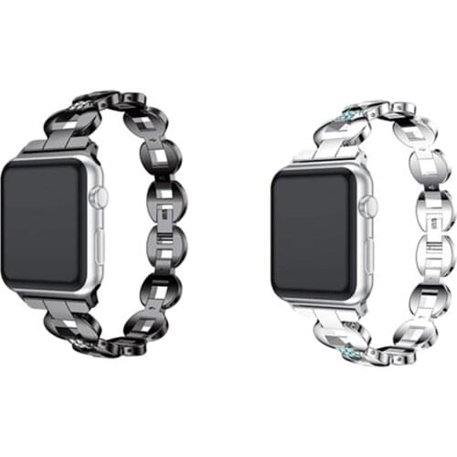 For Apple watch band stainless steel big ring diamond band 42mm 44mm 40mm 38mm Iwatch Se / 6 / 5 / 4 / 3 / 2 Watch accessories