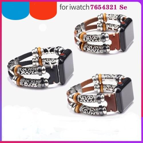 Leather Strap For Apple Watch band 44mm/40mm iWatch 38mm/42mm Handmade belt watchband Bracelet applewatch serie 5 4 3 SE 6 band