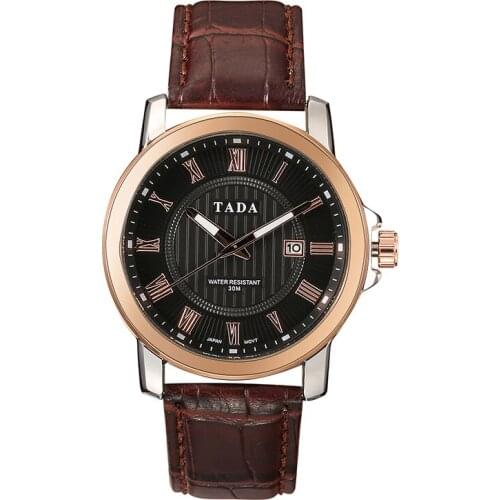 3ATM Waterrpoof Reloj Brand TADA Mens Genuine Leather Analog Watches mens watches top brand luxury shockproof military watches