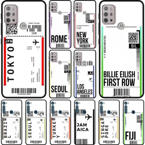 Airline ticket barcode for Motorola Moto G30 One Fusion Plus Hyper Edge G Stylus G9 Play G8 Power Lite G10 E6s tpu phone case
