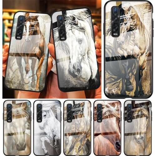 Tempered Glass Cover Running Beauty Horse For OPPO A9 2020 A52 Find X2 Lite Realme 7 7i 6 5 Pro C3 XT Phone Case Shell